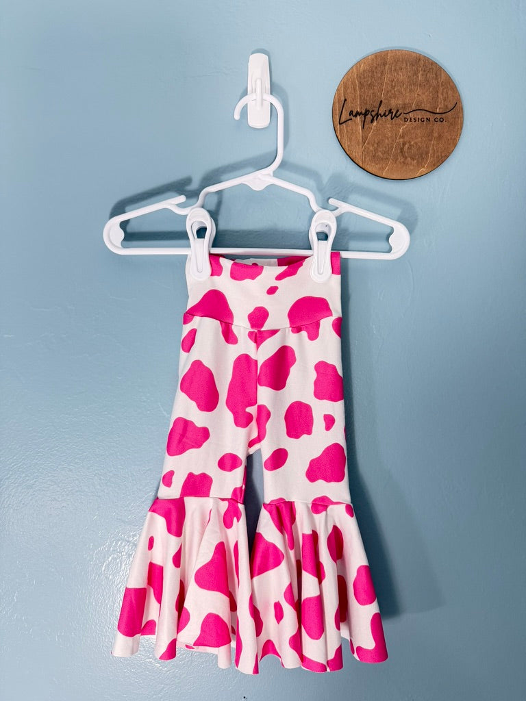 Pink Cow Print Flare/Bell Bottom Pant