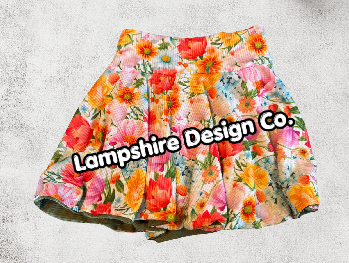 Watercolor Floral Skort