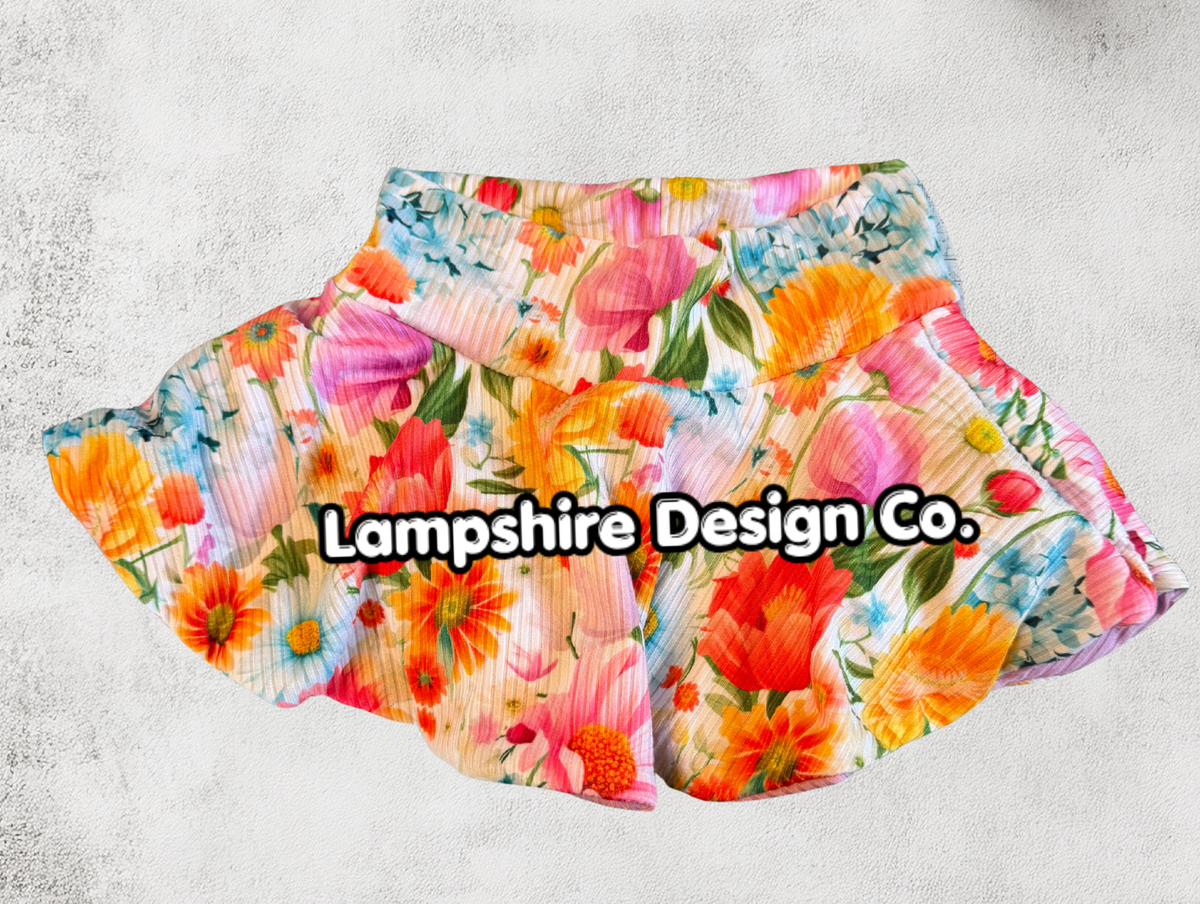 6-12m Watercolor Floral Skirted Bummie